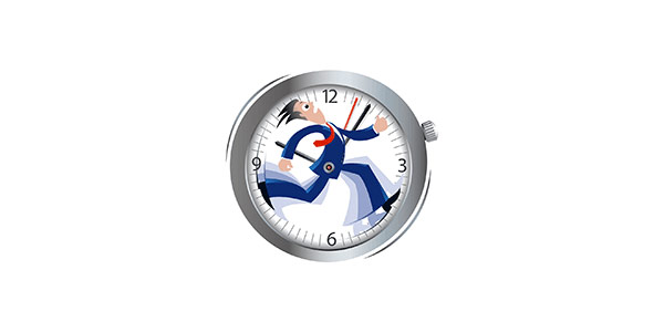 man running in clock face